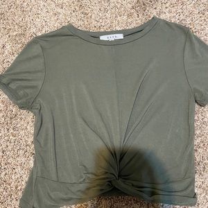 army green knotted crop top